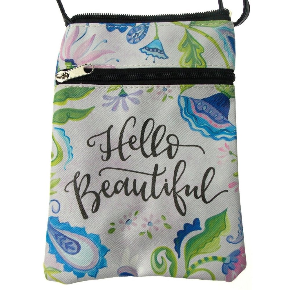 Brownlow Hello Beautiful Floral White Crossbody Bag Simple Inspirations Zippered